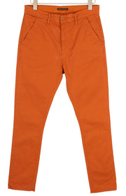 NUDIE JEANS Khaki Slim Org. Men's Trousers W31/L32 Warm Orange Chino Zip