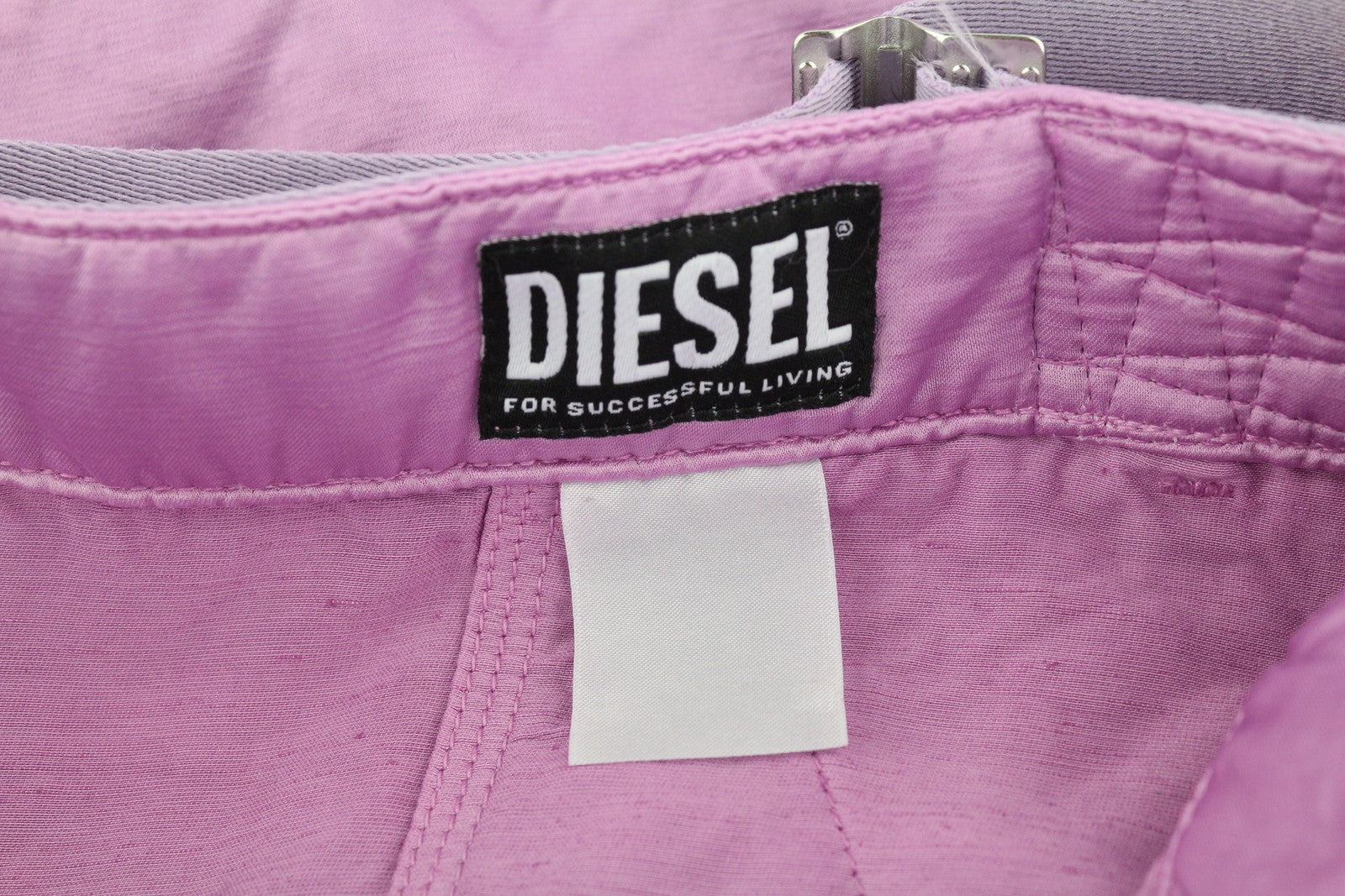 DIESEL Women's Trousers W30 Pink Satin Cargo Shiny Belted Patch Pockets