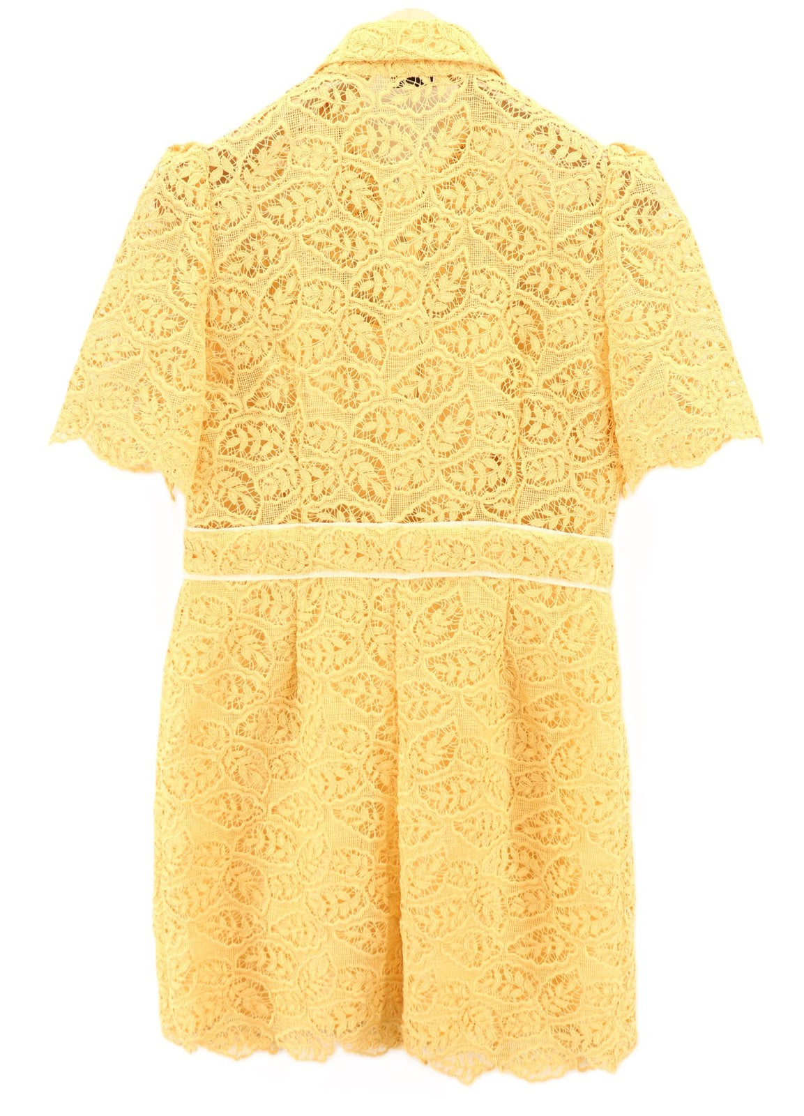 SANDRO Women's Dress EU40 Beige Lace Embroidered Button Mini Short Sleeve