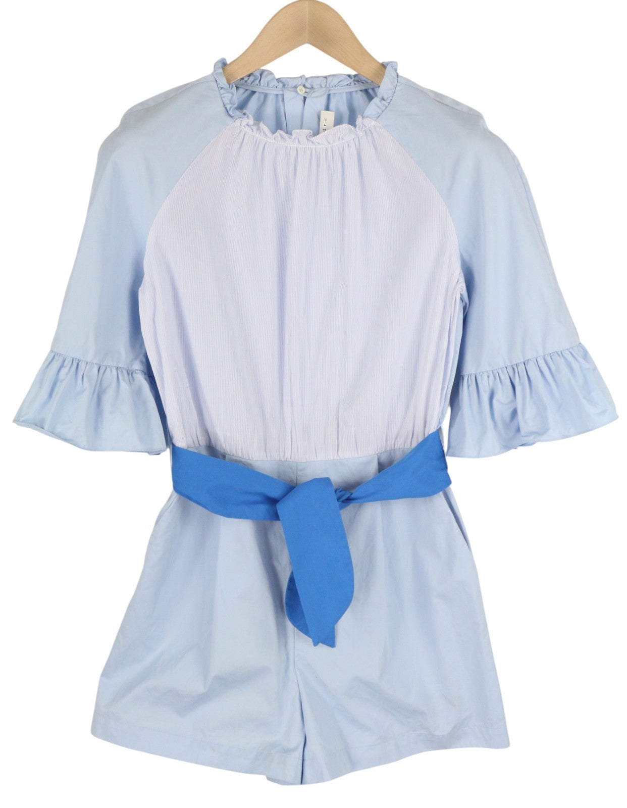 SANDRO Rosalyn Women's Romper EU36 Colorblock Ruffle Sleeve Belted