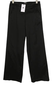 PT TORINO Taylor Women's Trousers 44 W30 Black Silk Blend Flared Leg High Waist
