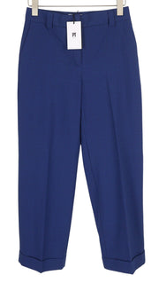 PT TORINO Ambra Women's Trousers 40 W30 Blue Patterned Tapered Turn-Up Ankle