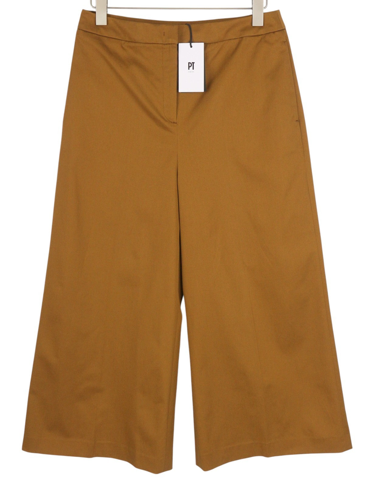 PT TORINO Mia Women's Trousers 46 W30 Brown High Waist Flared Ankle Logo