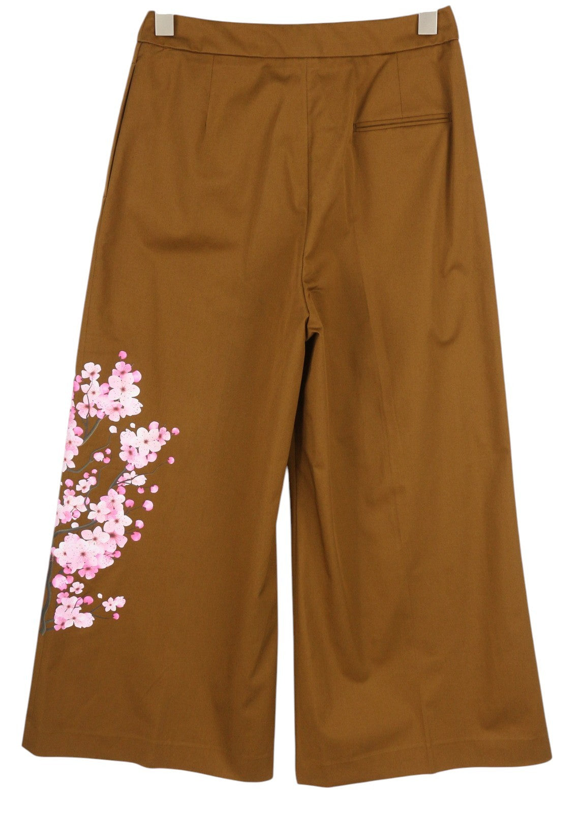 PT TORINO Mia Women's Trousers 48 W32 Brown Floral Print Flared Ankle Logo