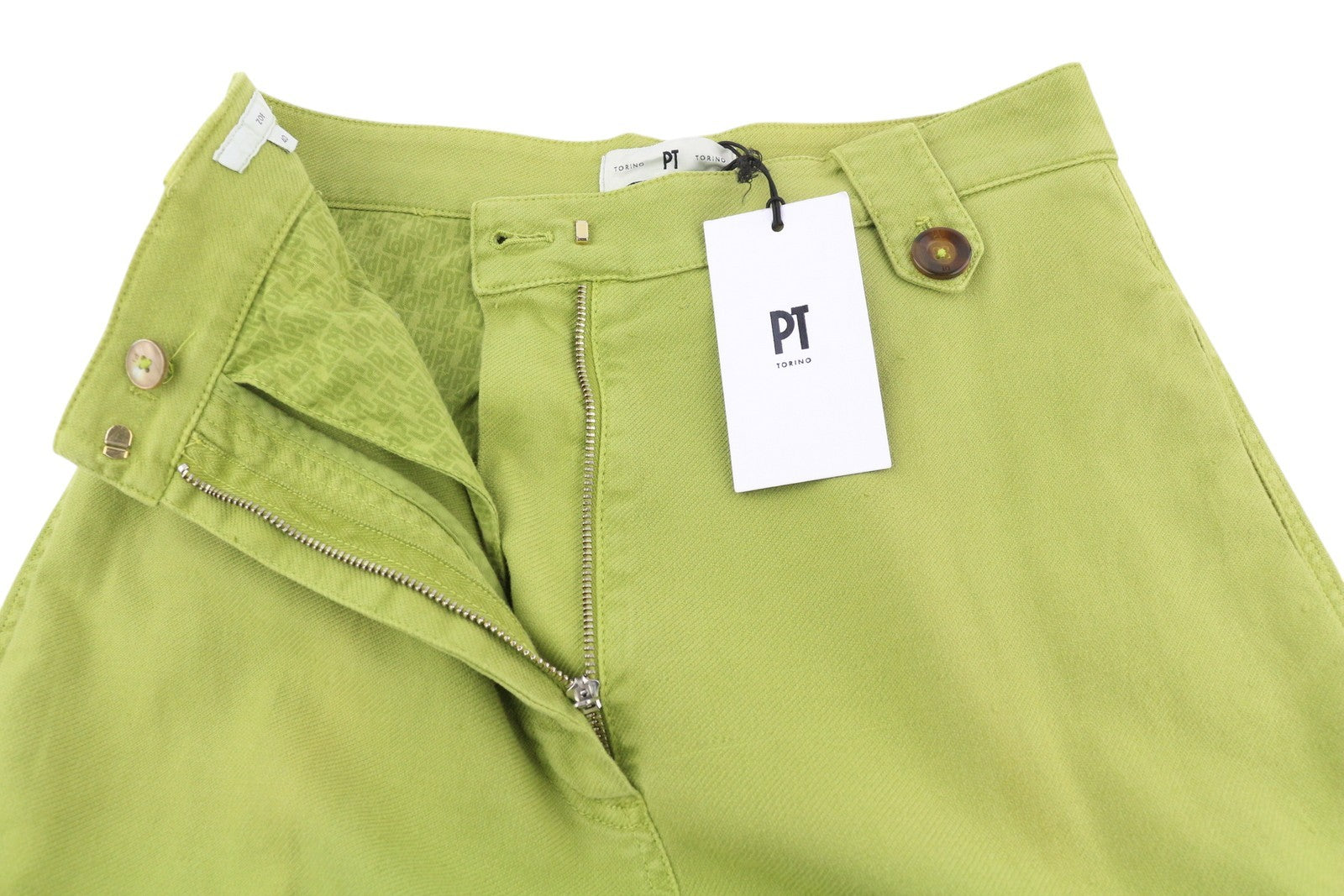 PT TORINO Zoe Women's Trousers 40 W26 Green Cargo High Waist Linen Tapered