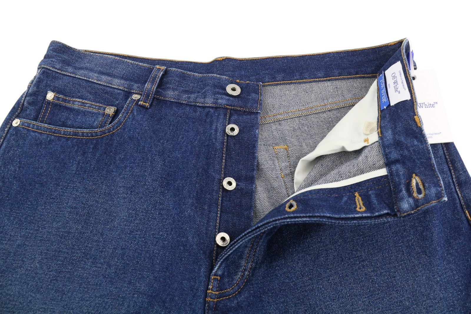 OFF-WHITE Arr Skate Men's Jeans W32 Blue Washed Denim Regular Button Fly RRP645