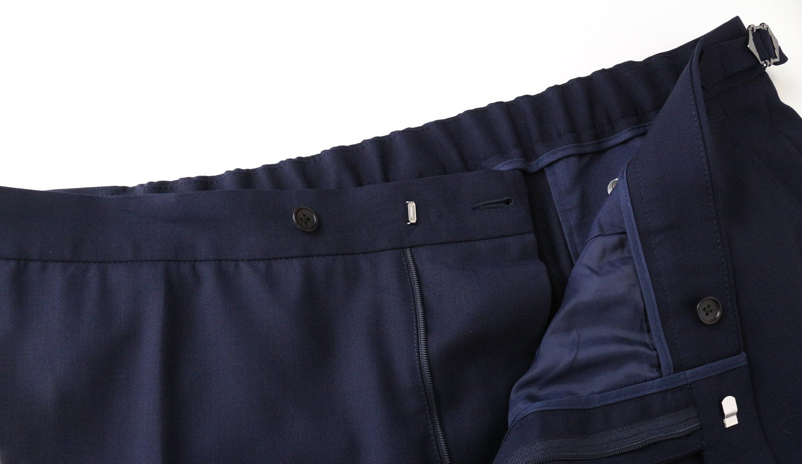SUITSUPPLY Soho Men Trousers UK44R Navy Blue Slim Wool Flat-Front Classic