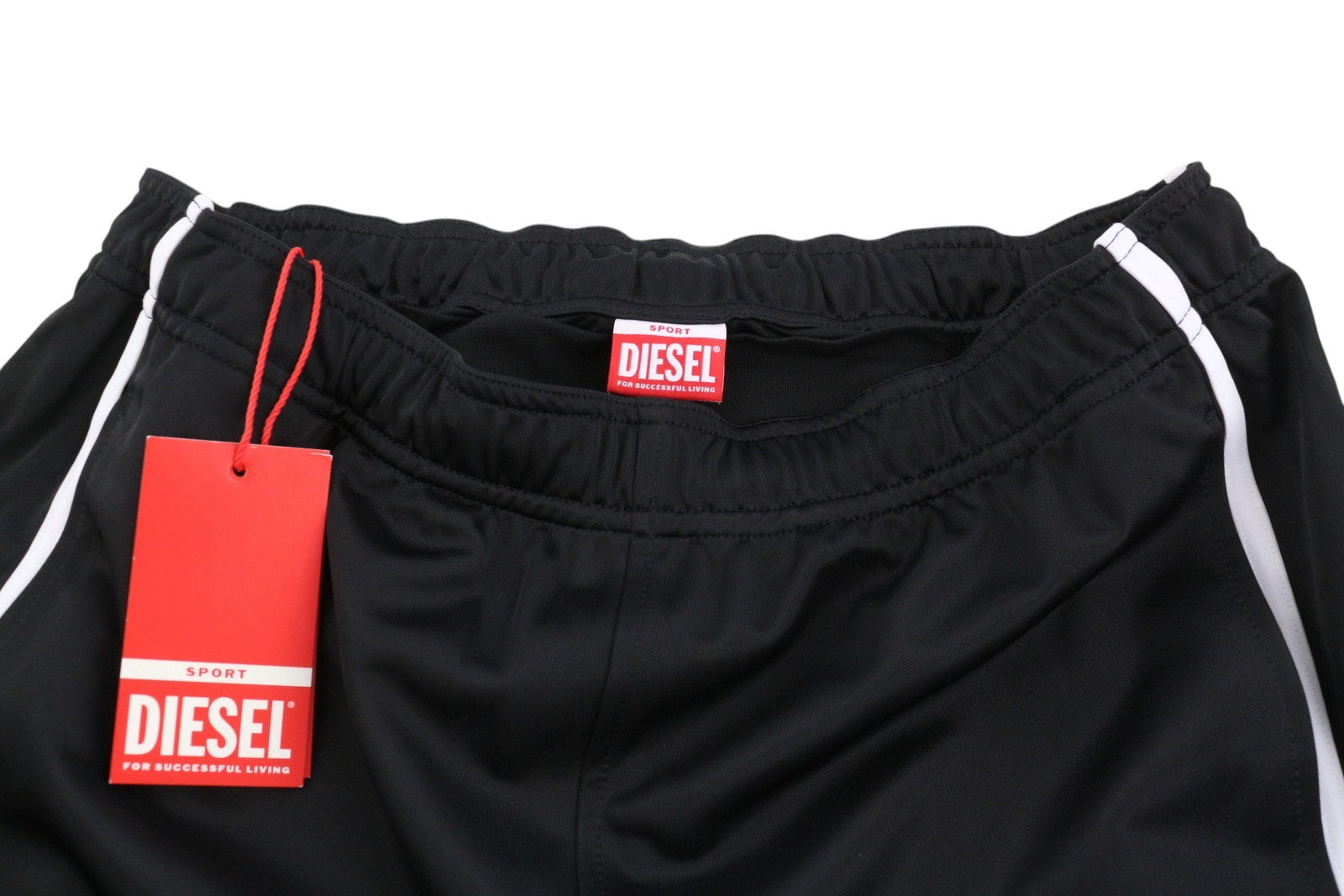 DIESEL Amsb-Stadiom-Wt13 Men Shorts L 55DSL Sport Track Elastic Waist Black