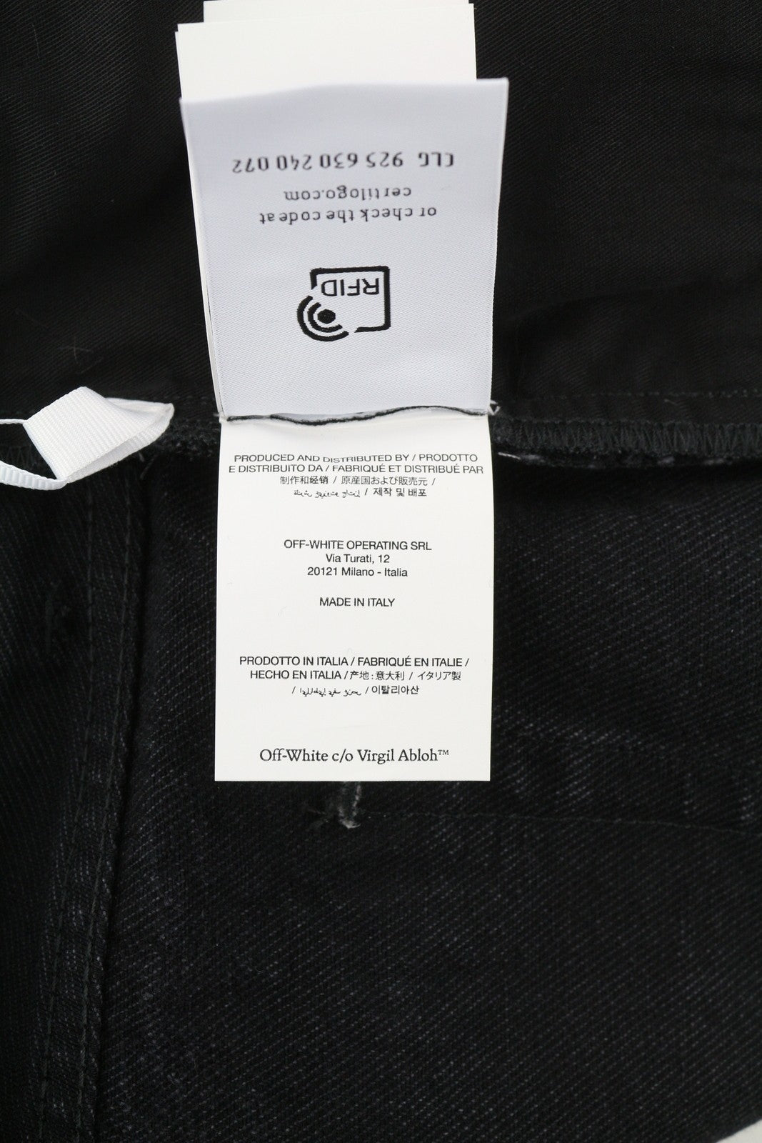 OFF-WHITE Arr Taper Men's Jeans W32 Black Washed Denim Button Fly Casual Logo