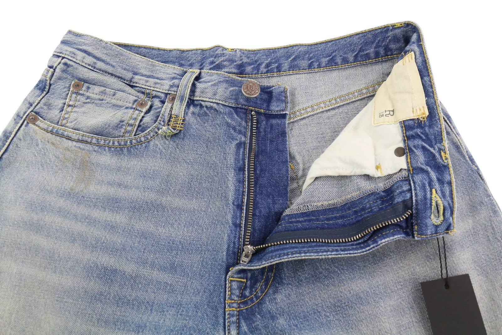 R13 D'Arcy Women's Jeans 29 Veiled Blue Painted Denim Loose Zip Fly RRP695