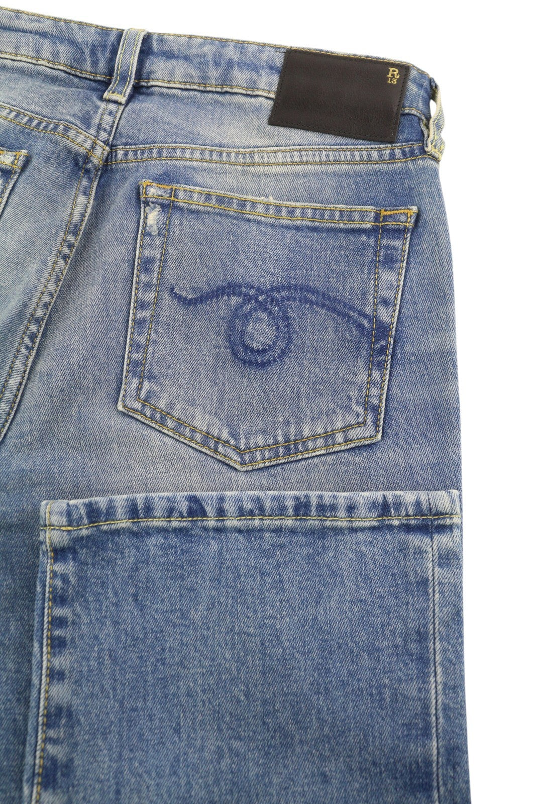 R13 Kick Women's Jeans 27 Jasper Stretch Bootcut Ankle Washed Denim RRP695