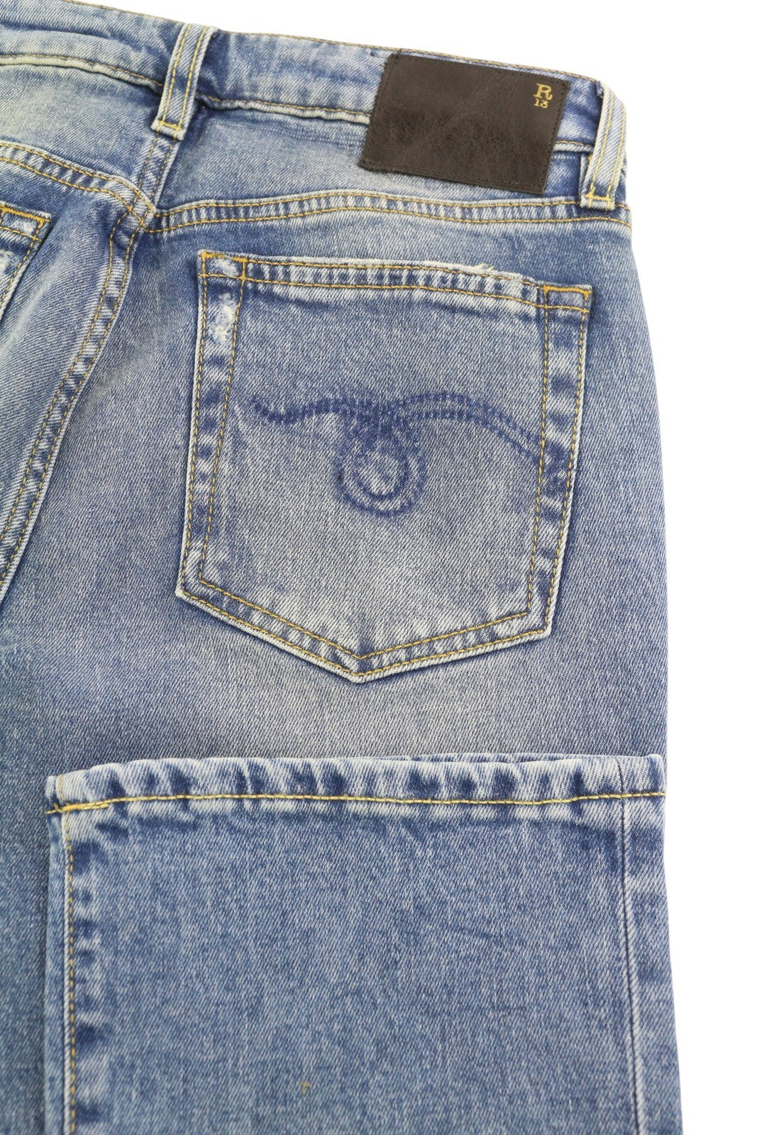 R13 Kick Women's Jeans 26 Jasper Stretch Bootcut Ankle Washed Denim RRP695