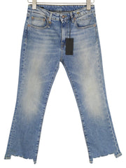 R13 Kick Women's Jeans 27 Cropped Jasper Stretch Blue Distress Zip Fly