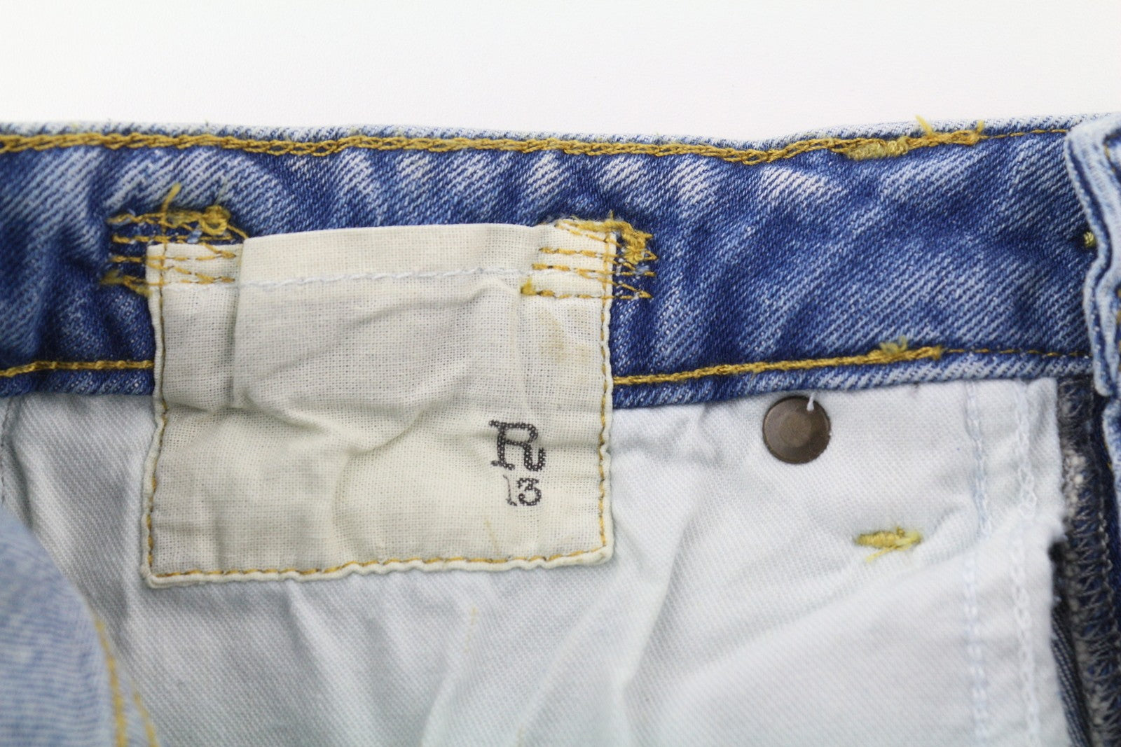 R13 Kick Women's Jeans 27 Cropped Jasper Stretch Blue Distress Zip Fly