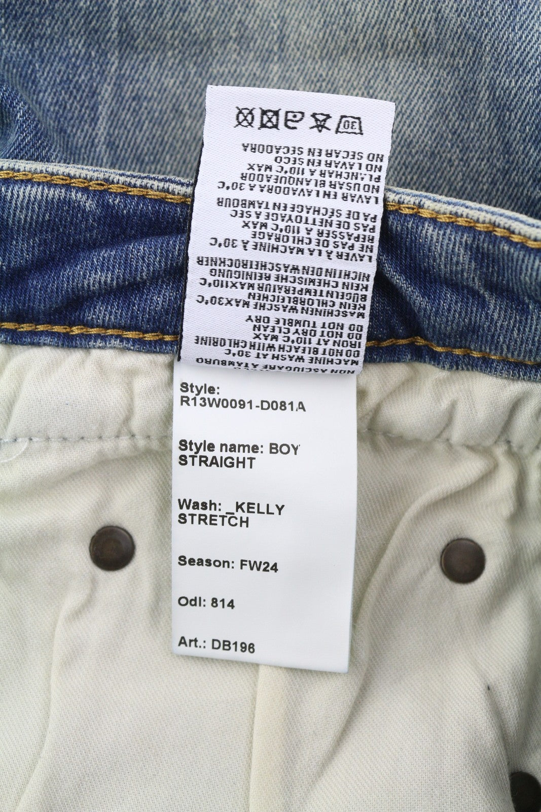 R13 Boy Straight Women's Jeans 27 Kelly Stretch Blue Cropped Ankle Denim RRP645