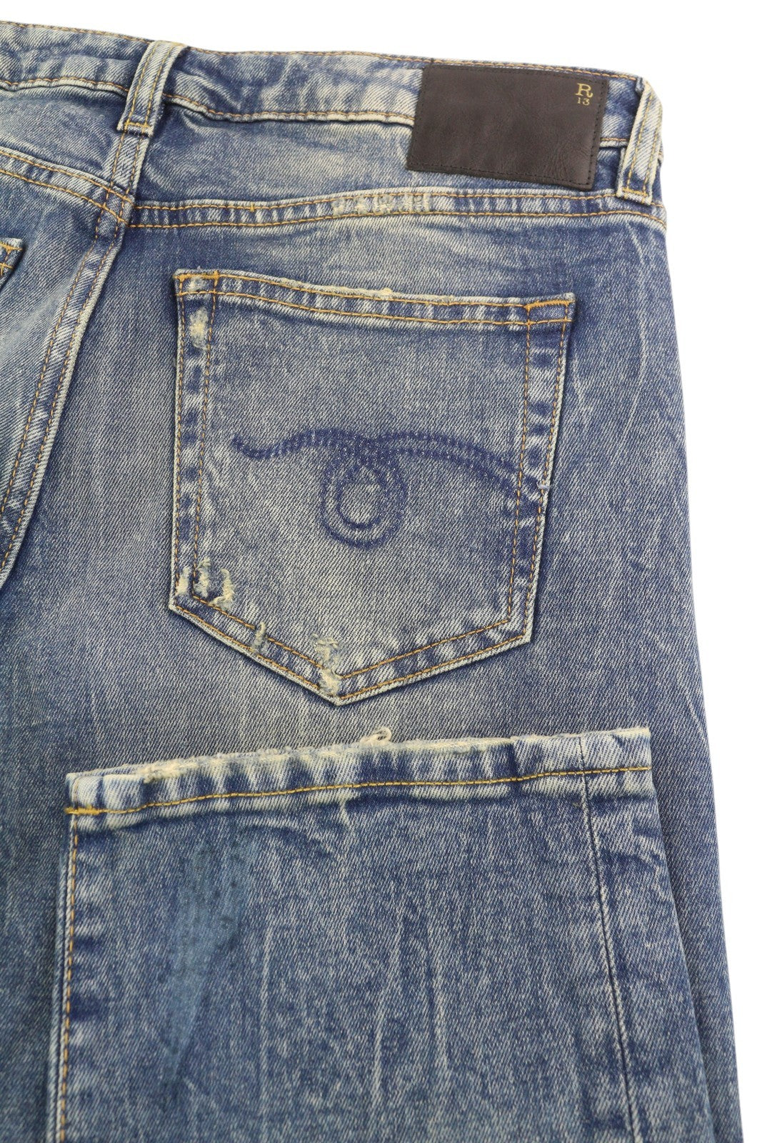 R13 Boy Straight Women's Jeans 27 Kelly Stretch Blue Cropped Ankle Denim RRP645