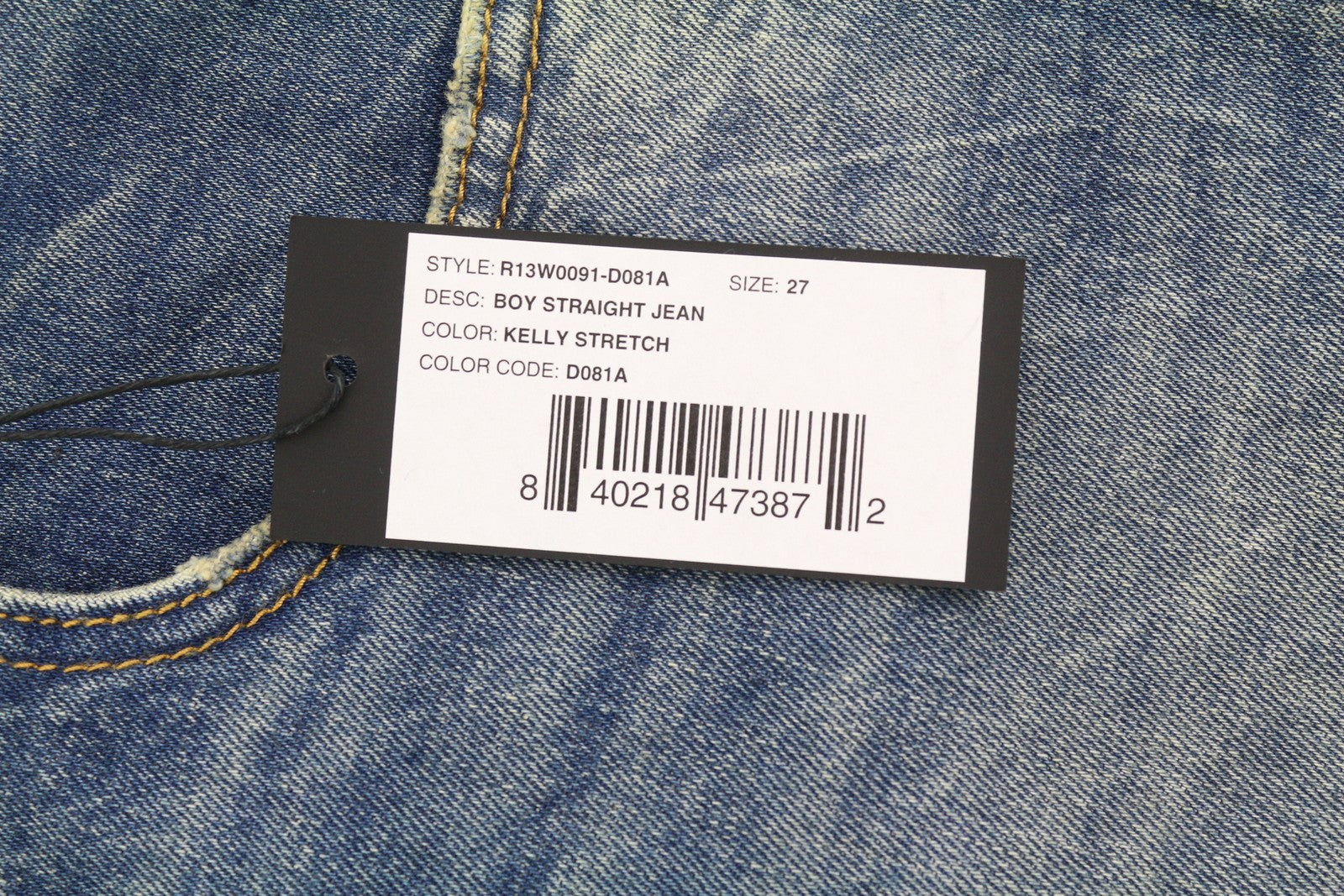 R13 Boy Straight Women's Jeans 27 Kelly Stretch Blue Cropped Ankle Denim RRP645