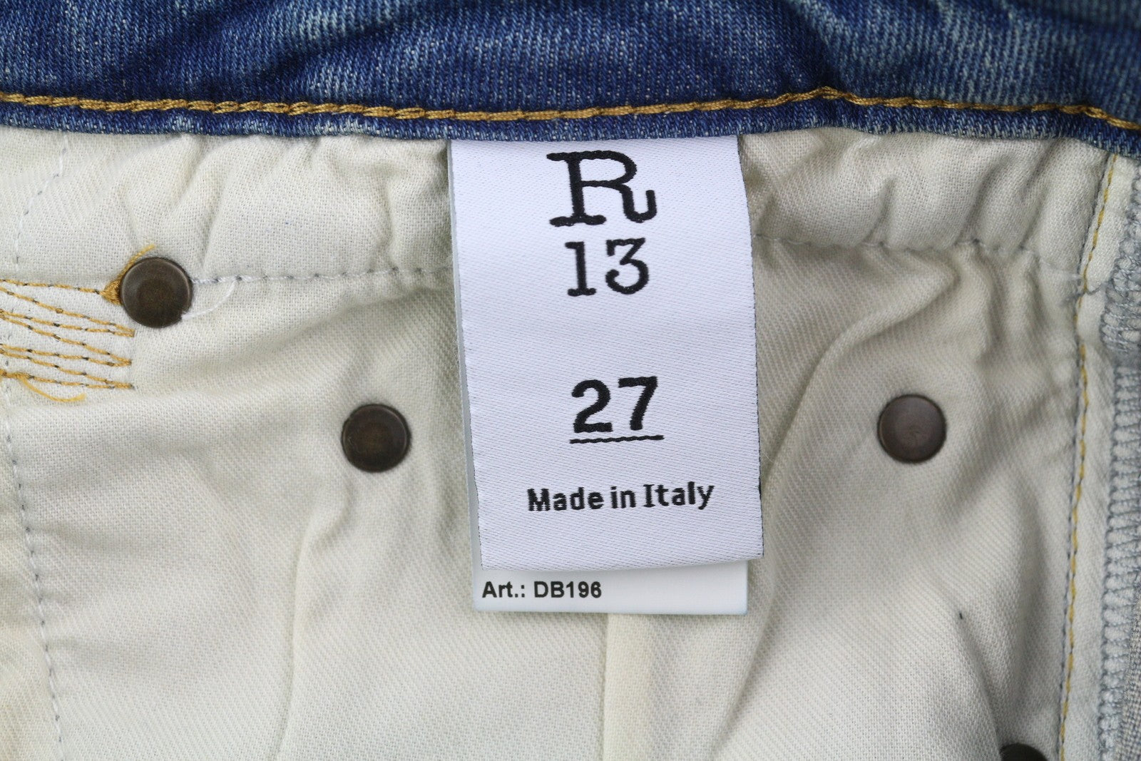 R13 Boy Straight Women's Jeans 27 Kelly Stretch Blue Cropped Ankle Denim RRP645