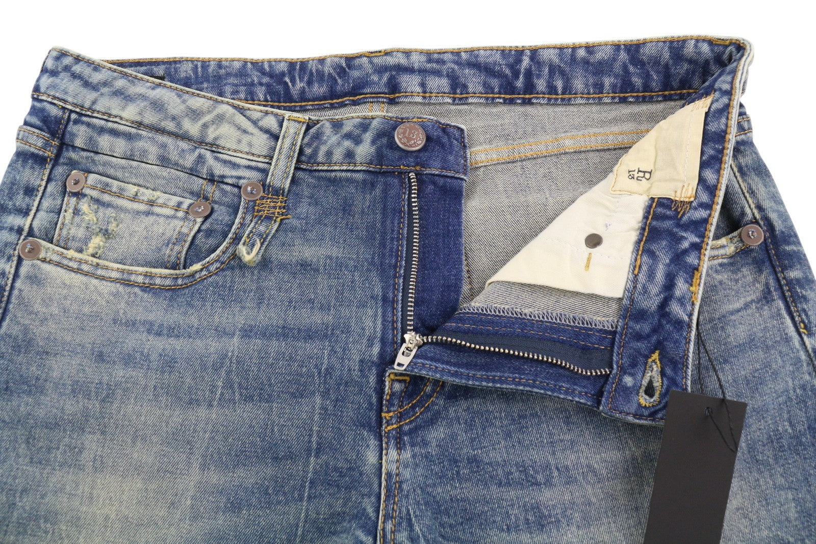 R13 Boy Straight Women's Jeans 30 Kelly Stretch Blue Cropped Ankle Denim RRP645