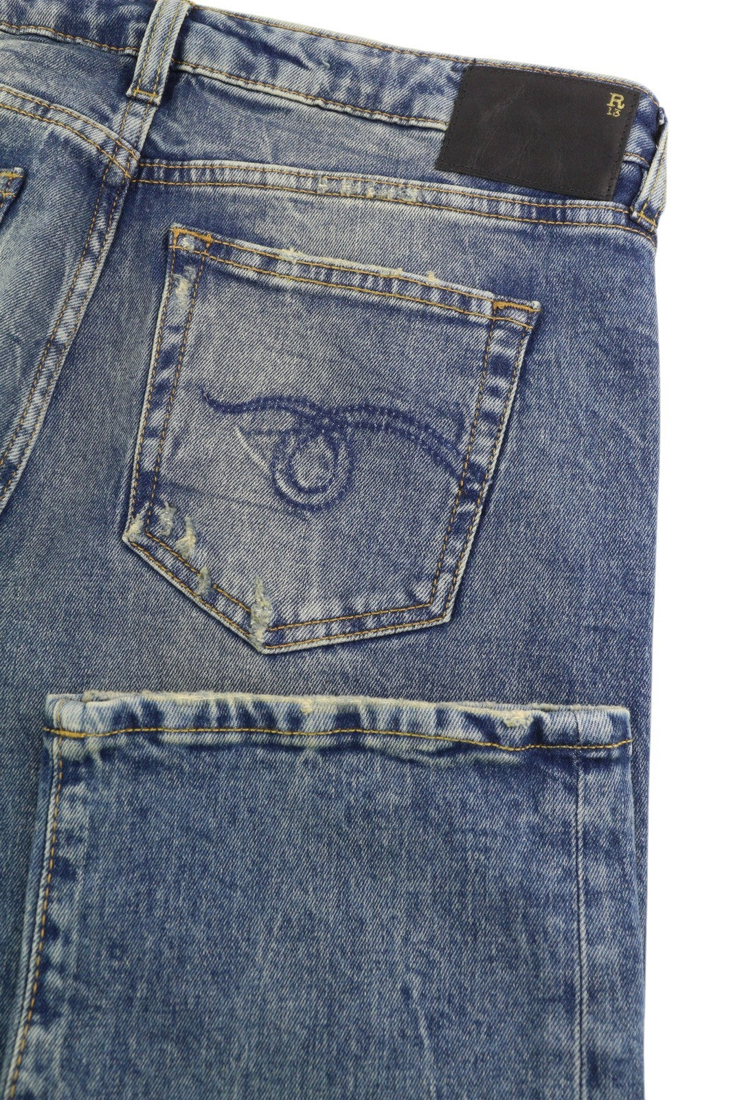 R13 Boy Straight Women's Jeans 30 Kelly Stretch Blue Cropped Ankle Denim RRP645