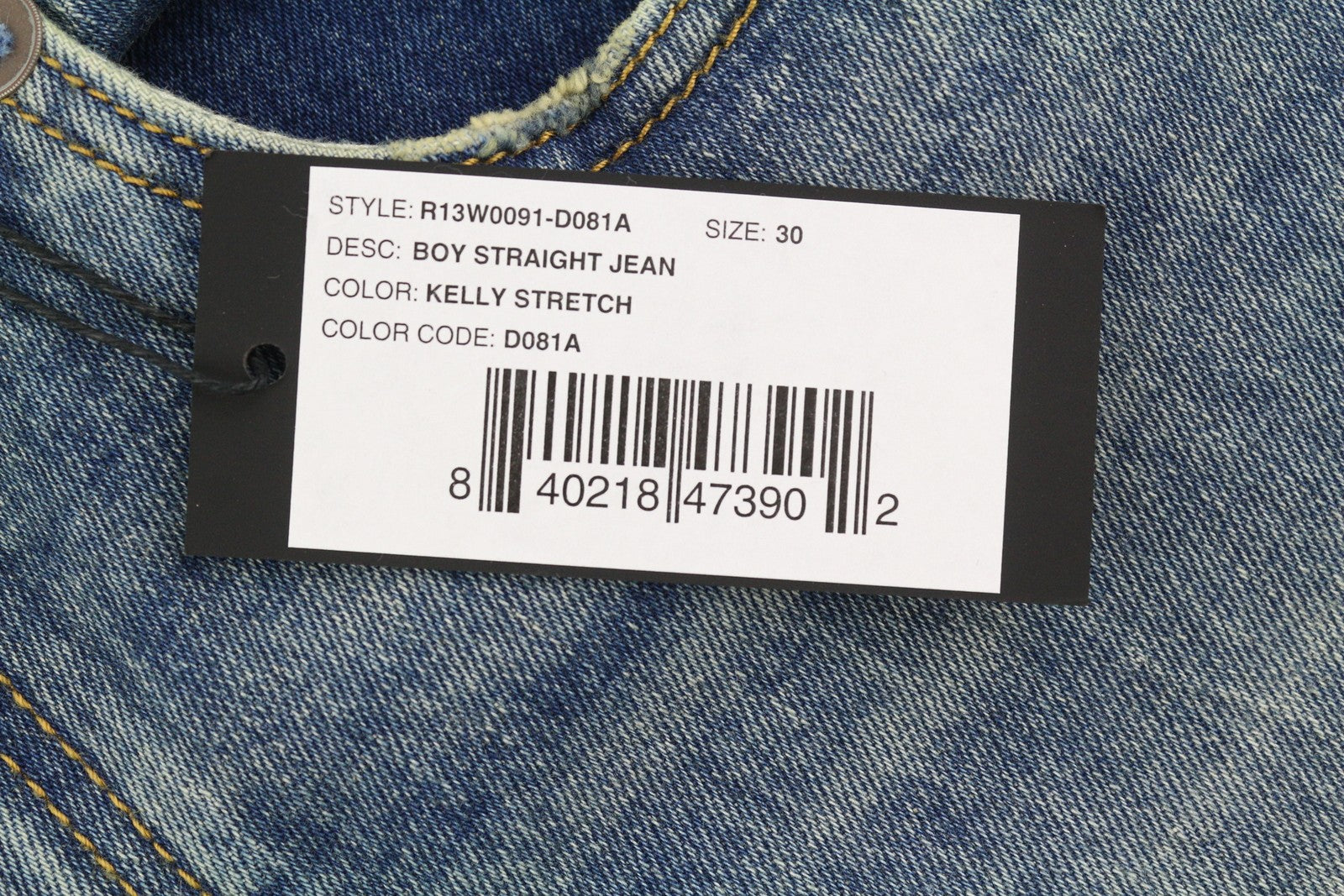 R13 Boy Straight Women's Jeans 30 Kelly Stretch Blue Cropped Ankle Denim RRP645