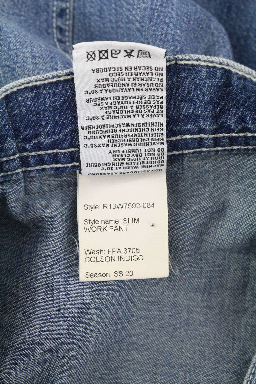 R13 Slim Work Women's Jeans 27 Colson Indigo High Waist Washed Zip Fly