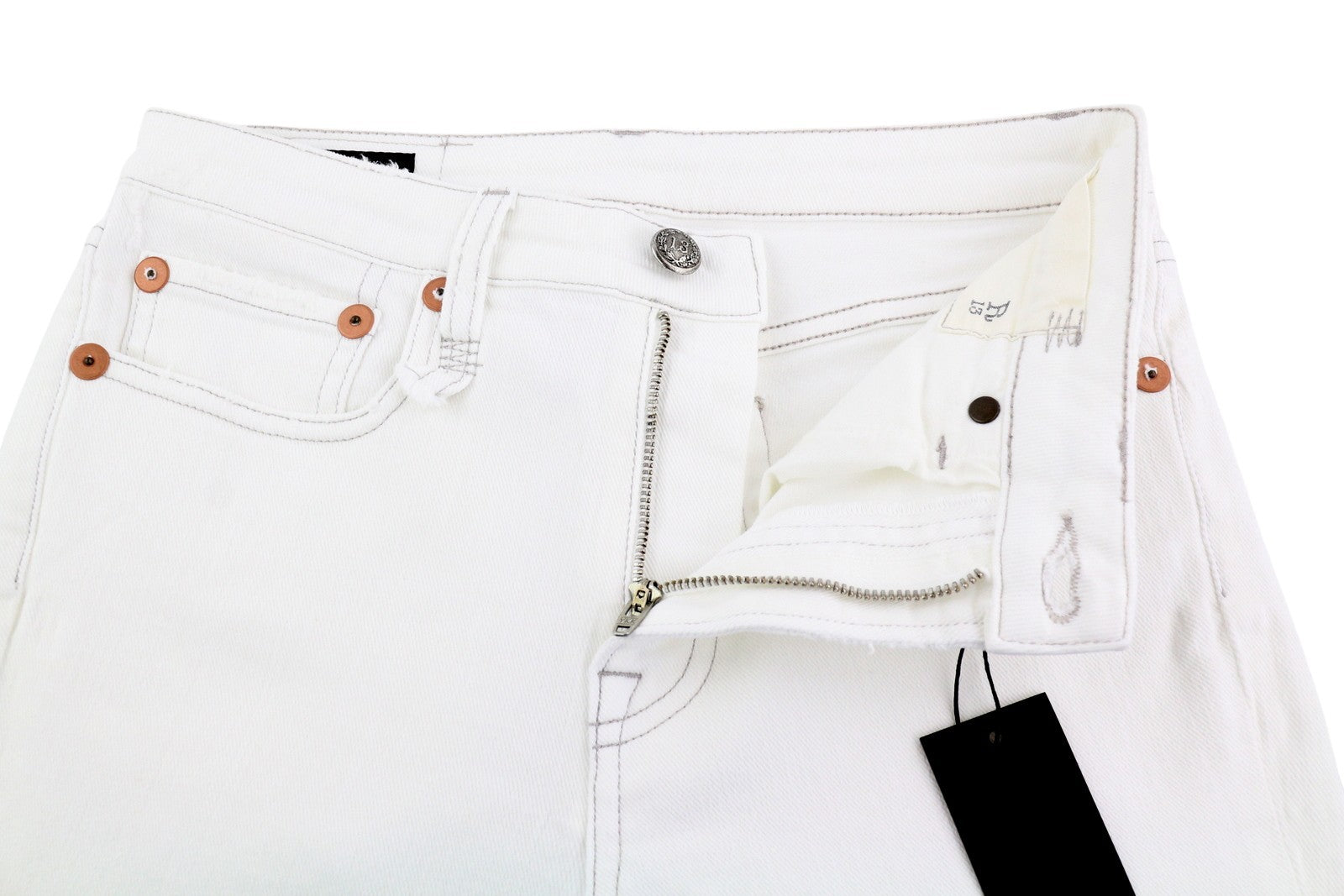 R13 Kick Women's Jeans 26 Bale White Bootcut Zip Fly Ankle Denim RRP526
