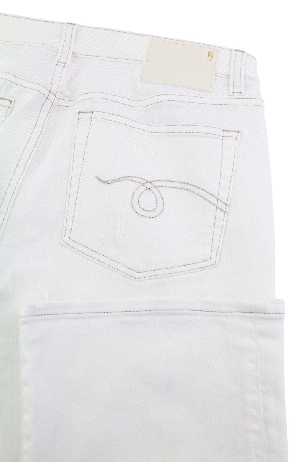 R13 Kick Women's Jeans 30 Bale White Bootcut Zip Fly Ankle Denim RRP526