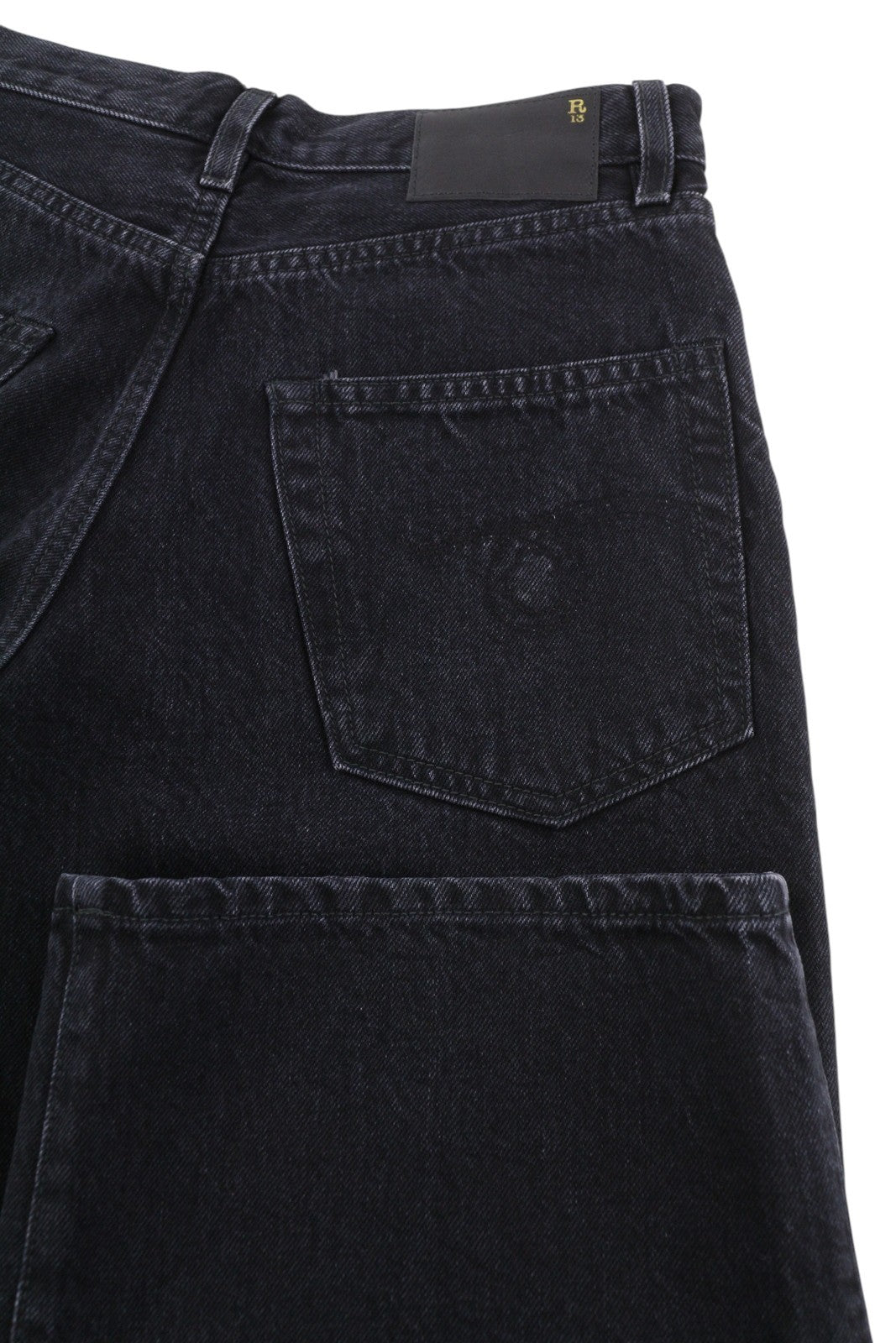R13 D'Arcy Ankled Women's Jeans 23 Wide Cropped Ankle Onix Black RRP695