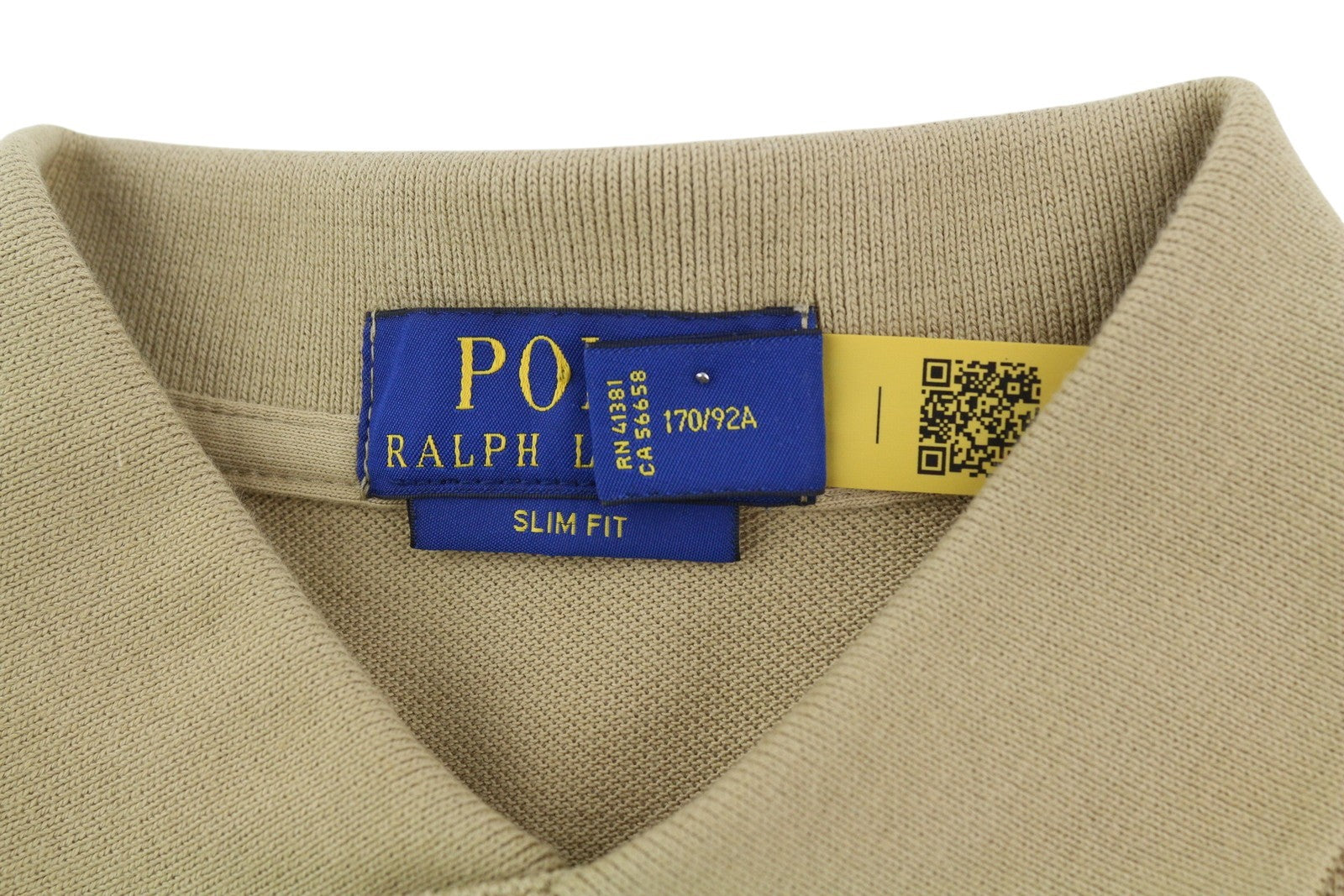 RALPH LAUREN Slim Fit Men's T-Shirt S Beige Polo Logo Short Sleeve