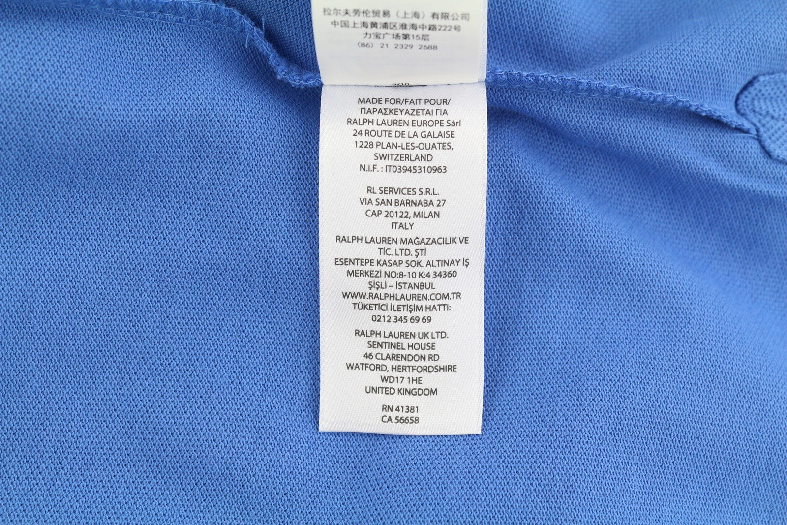 RALPH LAUREN Classic Fit Men's T-Shirt L Blue Stretch Polo Short Sleeve