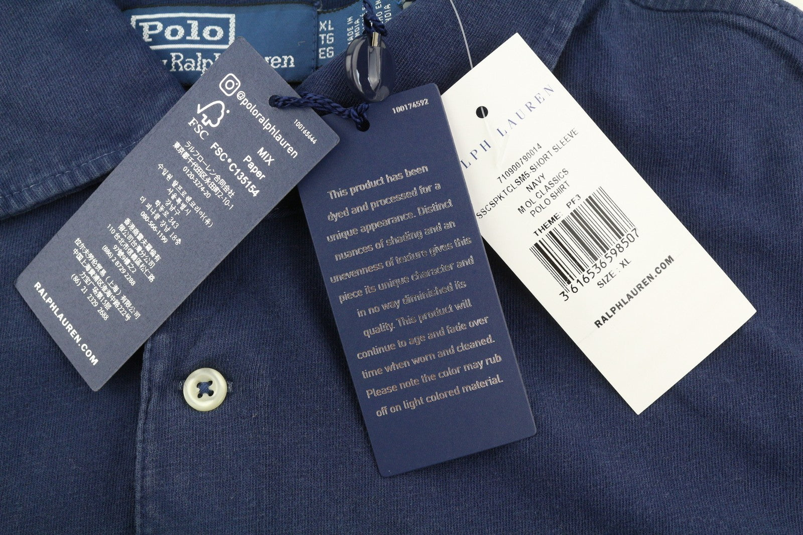 RALPH LAUREN Men's T-Shirt XL Blue Linen Blend Pocket Short Sleeve Polo RRP175