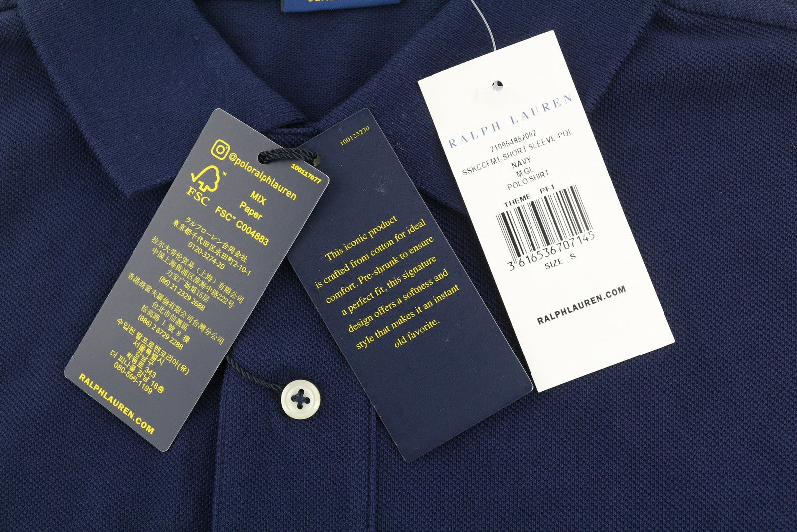 RALPH LAUREN Classic Fit Men's T-Shirt S Blue Embroidered Short Sleeve Polo