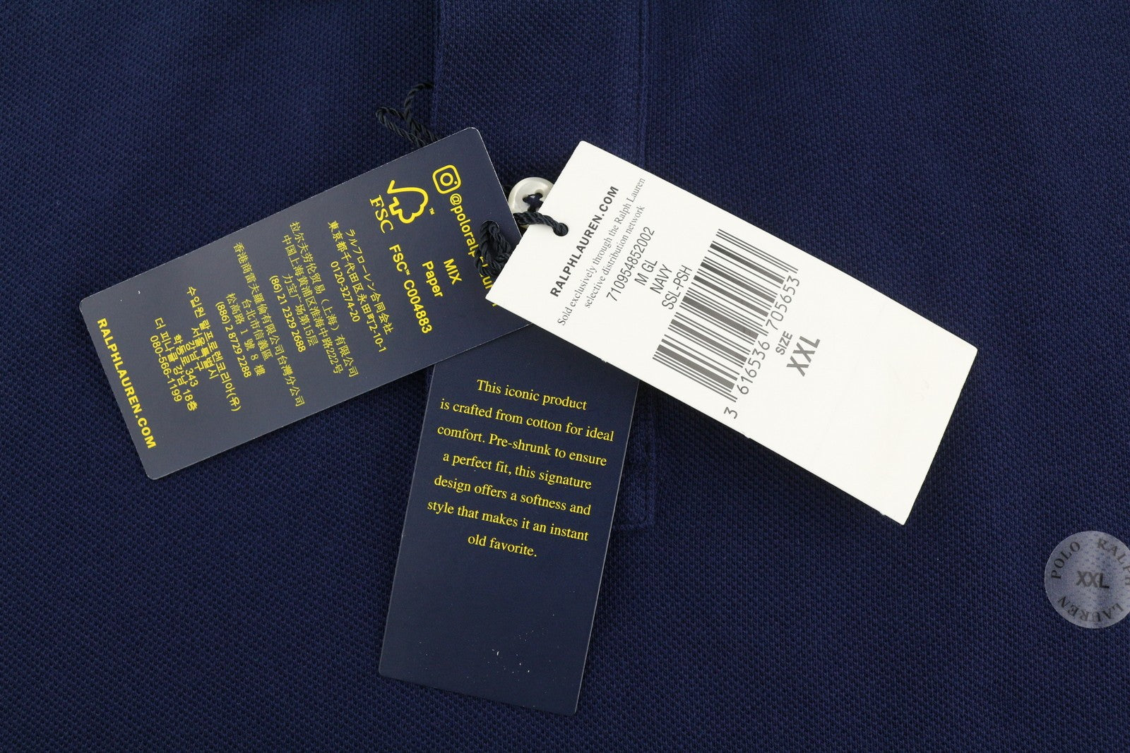 RALPH LAUREN Classic Fit Men's T-Shirt 2XL Blue Embroidered Short Sleeve Polo
