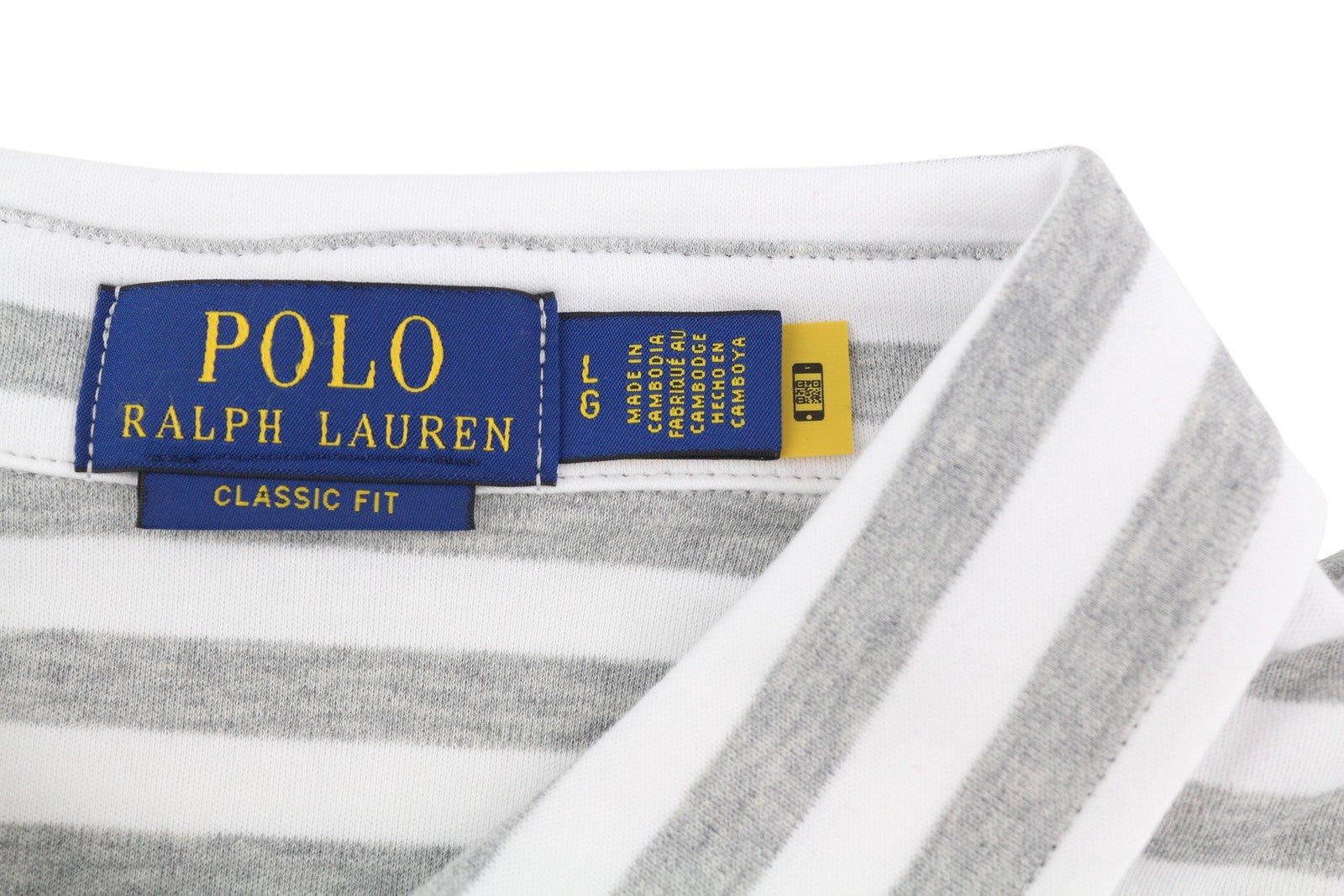 RALPH LAUREN Classic Fit Men's T-Shirt L Striped Polo Short Sleeve