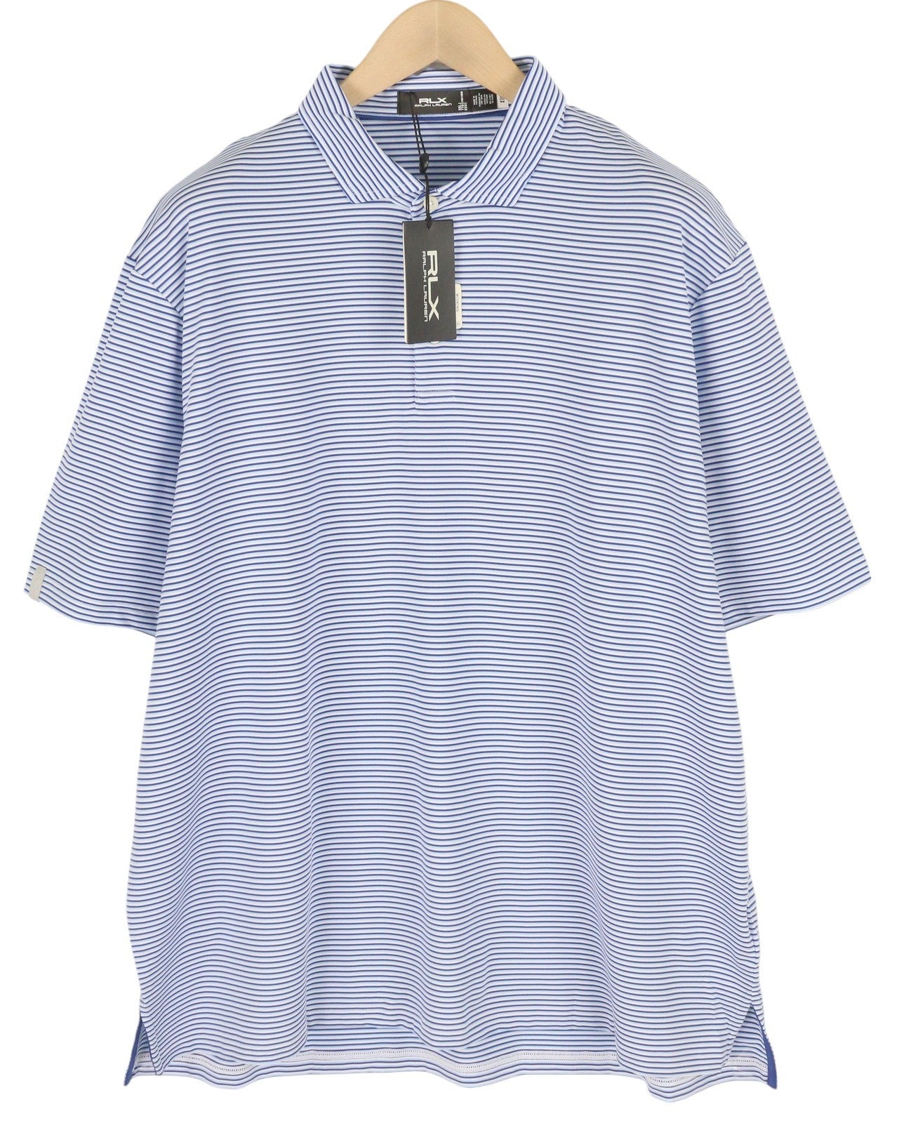 RLX RALPH LAUREN Golf Men's Polo 2XL Blue Stripe Short Sleeve Logo