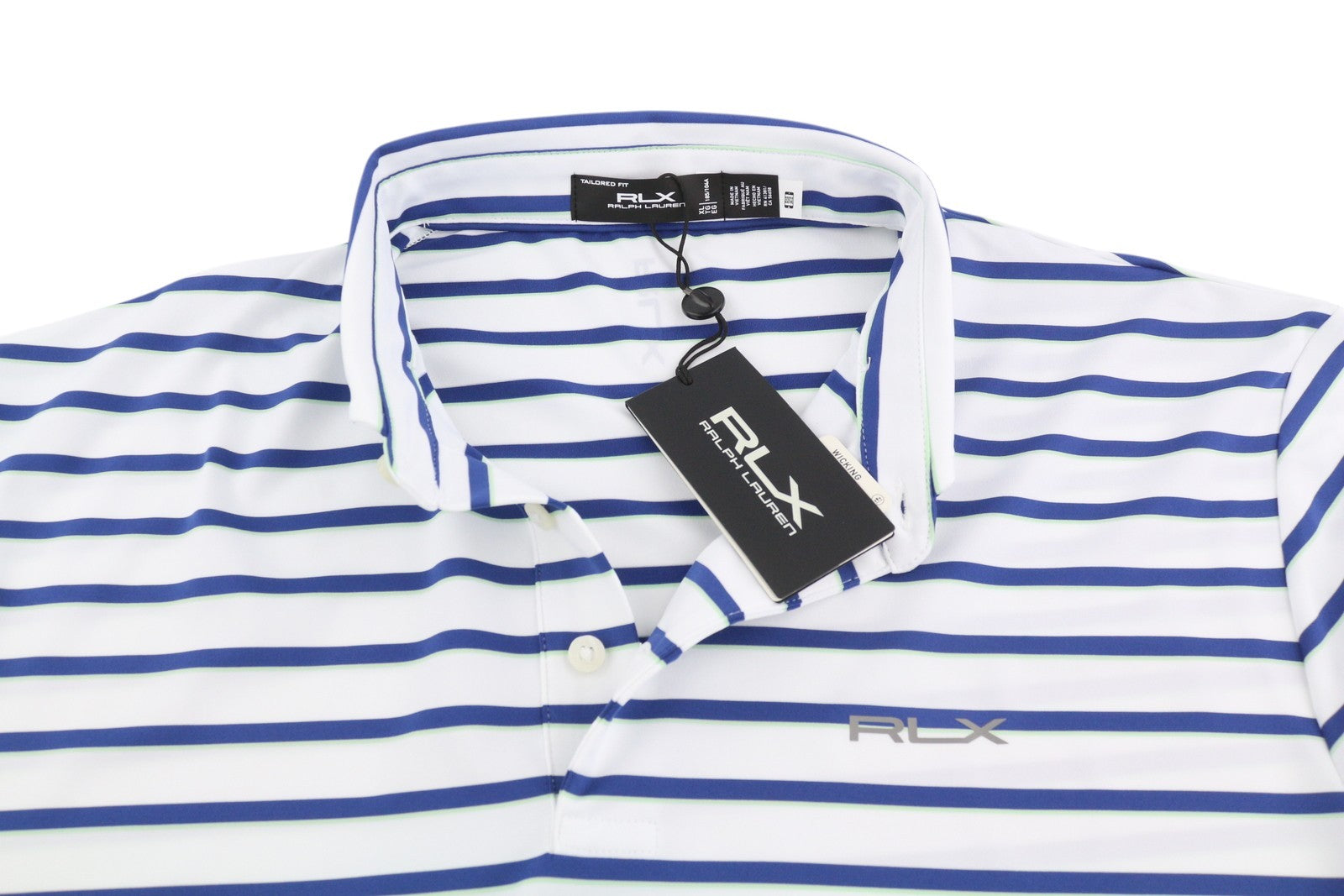 RLX RALPH LAUREN Golf Men's Polo XL White Stripe Short Sleeve Wicking