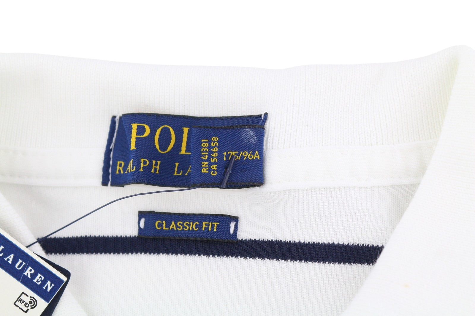 RALPH LAUREN Men's Polo M White Striped Classic Fit Short Sleeve