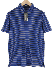 RLX RALPH LAUREN Golf Men's Polo M Blue Stripe Logo Performance Wicking