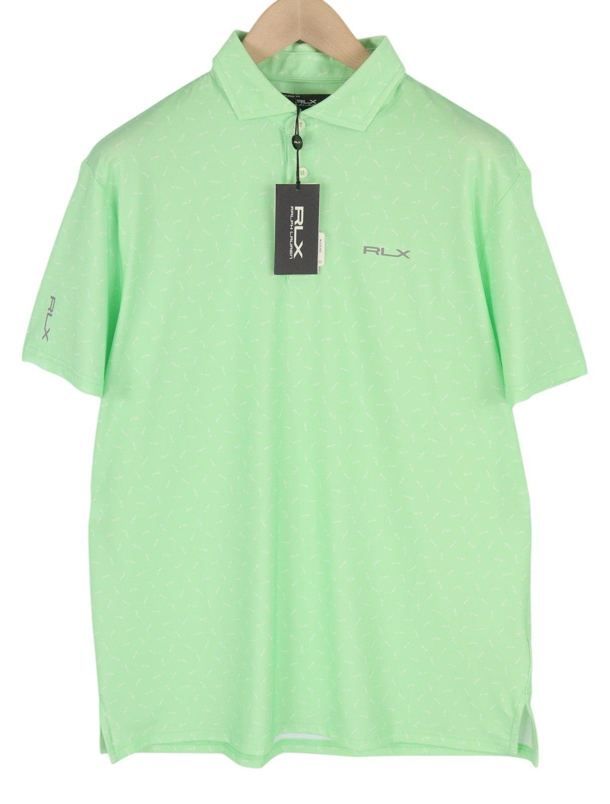 RLX RALPH LAUREN Golf Men's Shirt L Green Patterned Wicking Logo