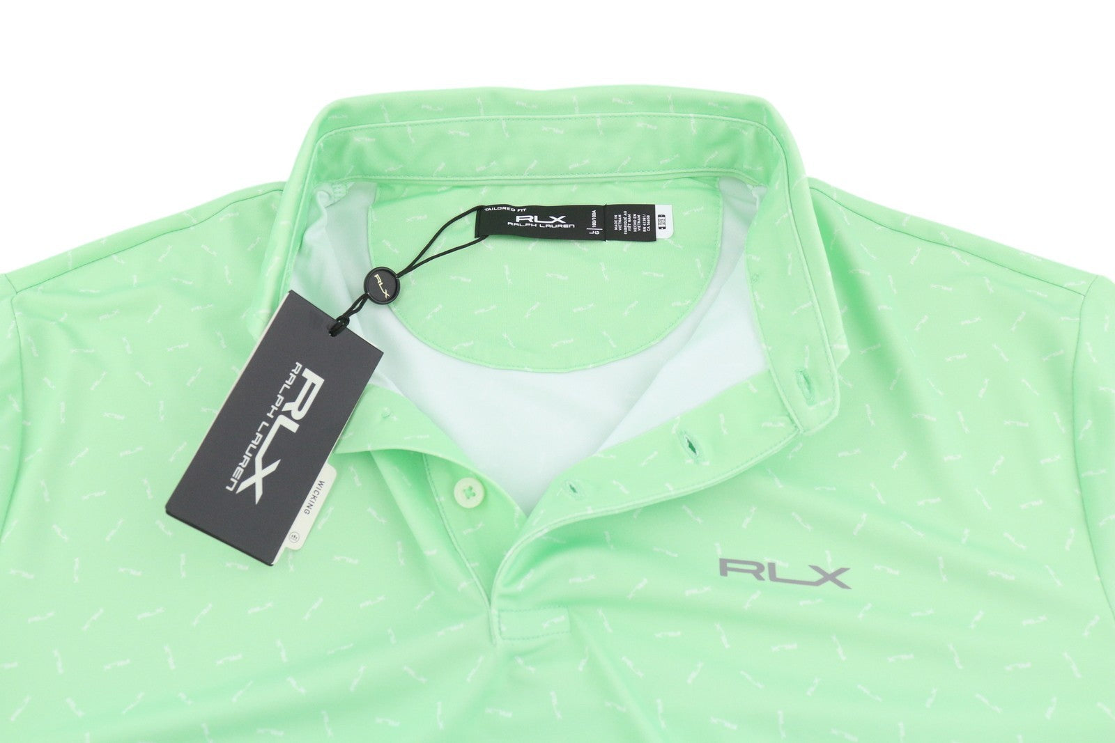 RLX RALPH LAUREN Golf Men's Shirt L Green Patterned Wicking Logo