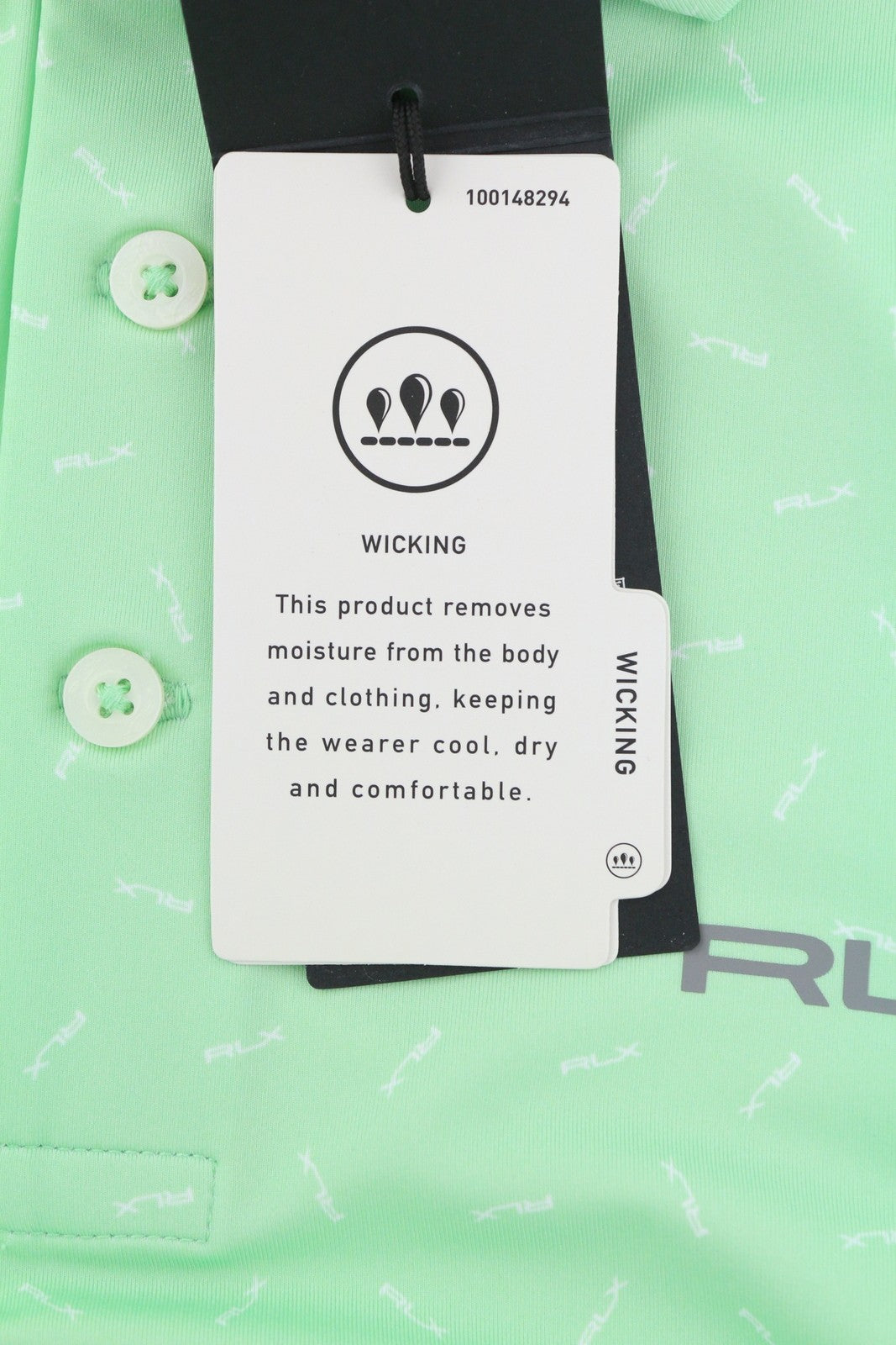 RLX RALPH LAUREN Golf Men's Shirt L Green Patterned Wicking Logo