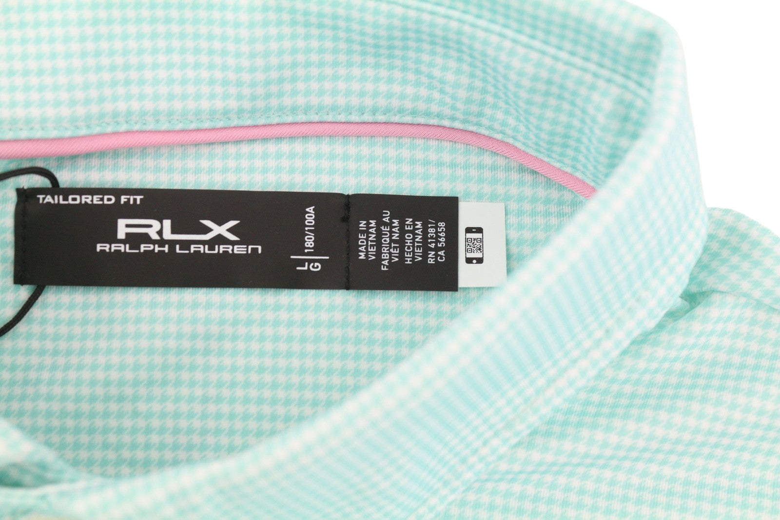 RLX RALPH LAUREN Golf Men's Polo L Blue Houndstooth Wicking