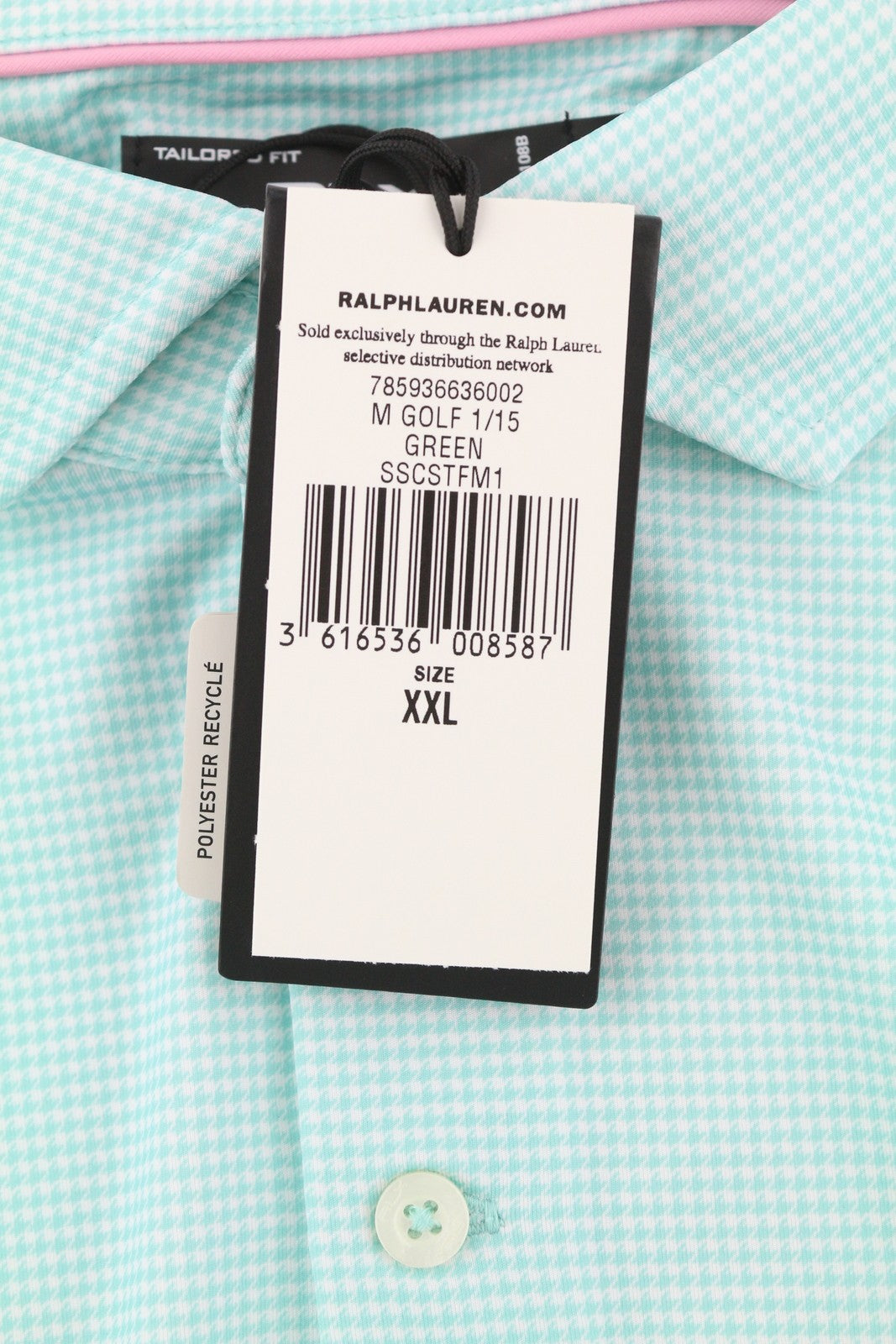 RLX RALPH LAUREN Golf Men's Polo 2XL Blue Houndstooth Wicking