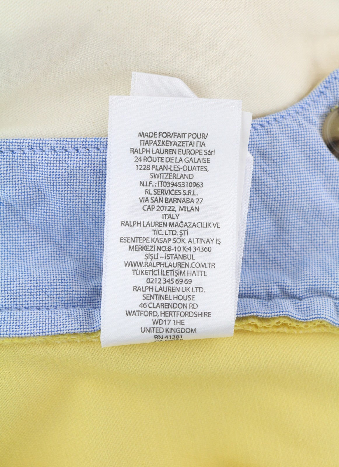 RALPH LAUREN Men's Shorts W29 Yellow Bedford Stretch Chino RRP196