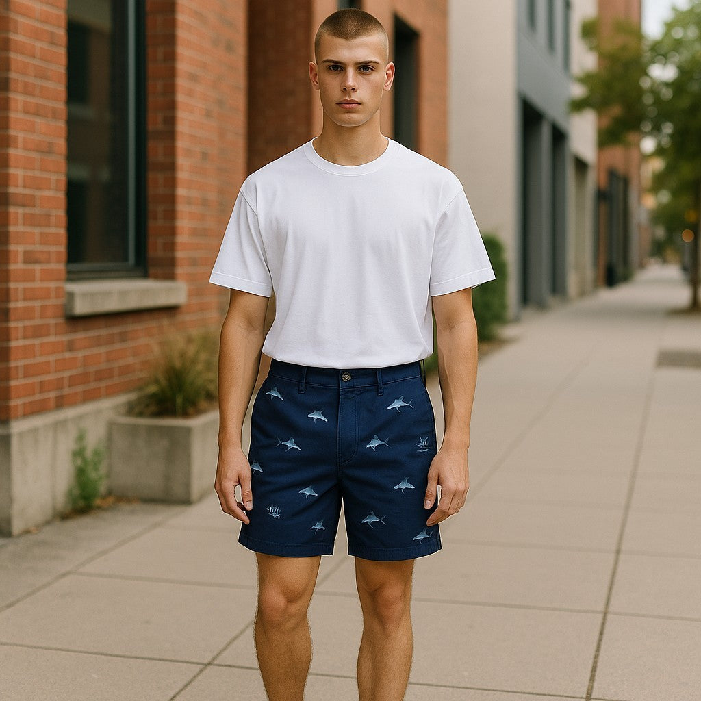 RALPH LAUREN Men's Shorts W31 Navy Stretch Chino Embroidered