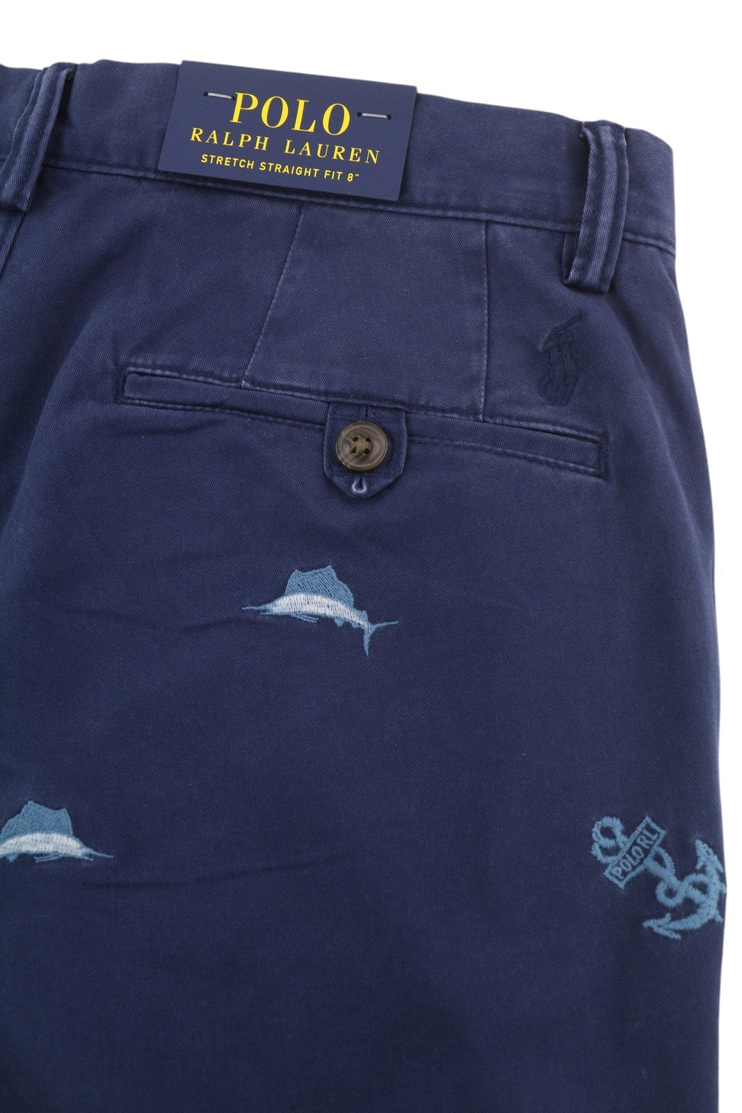 RALPH LAUREN Men's Shorts W31 Navy Stretch Chino Embroidered
