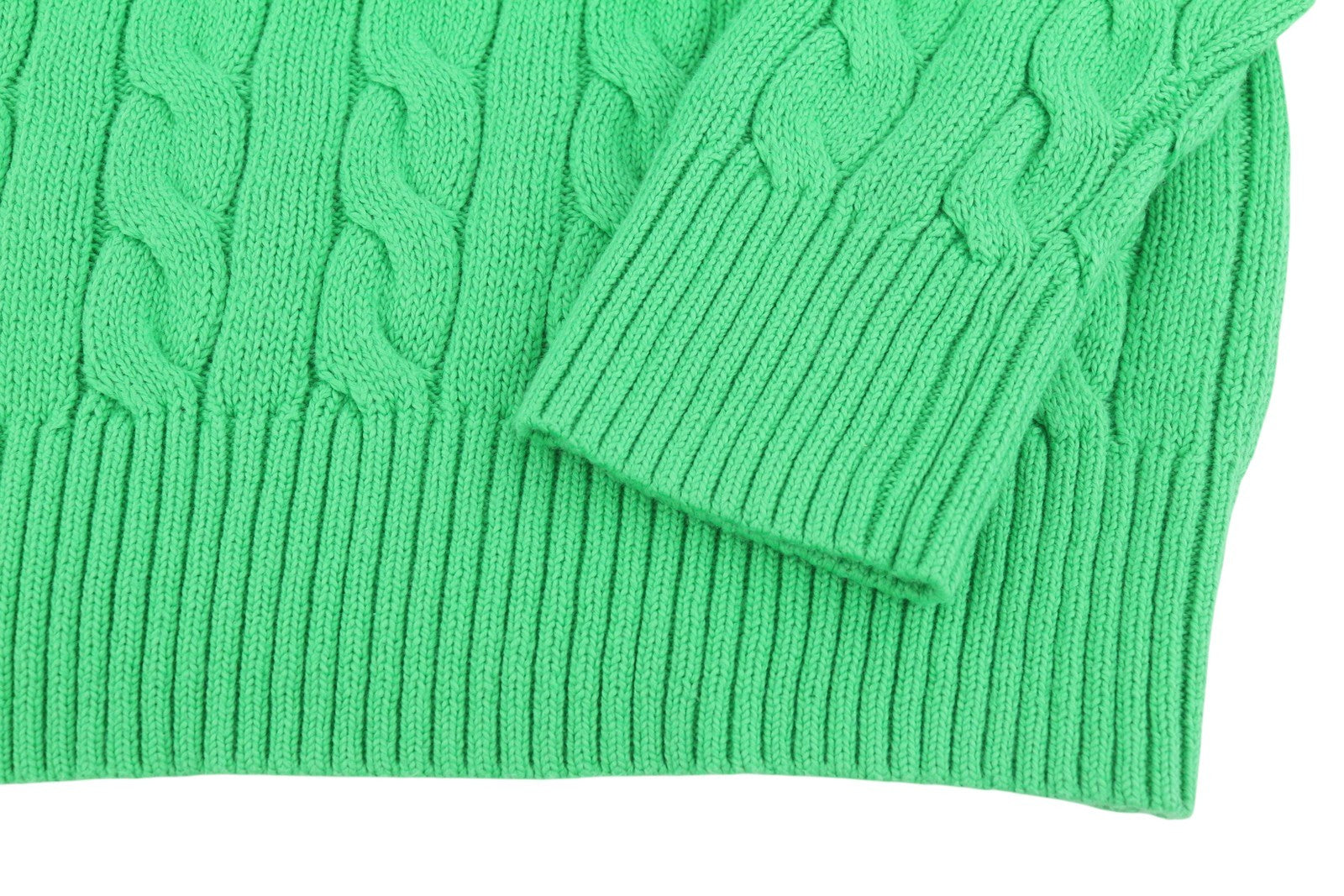 RALPH LAUREN Men's Jumper L Green Cable Knit Crew Neck RRP399