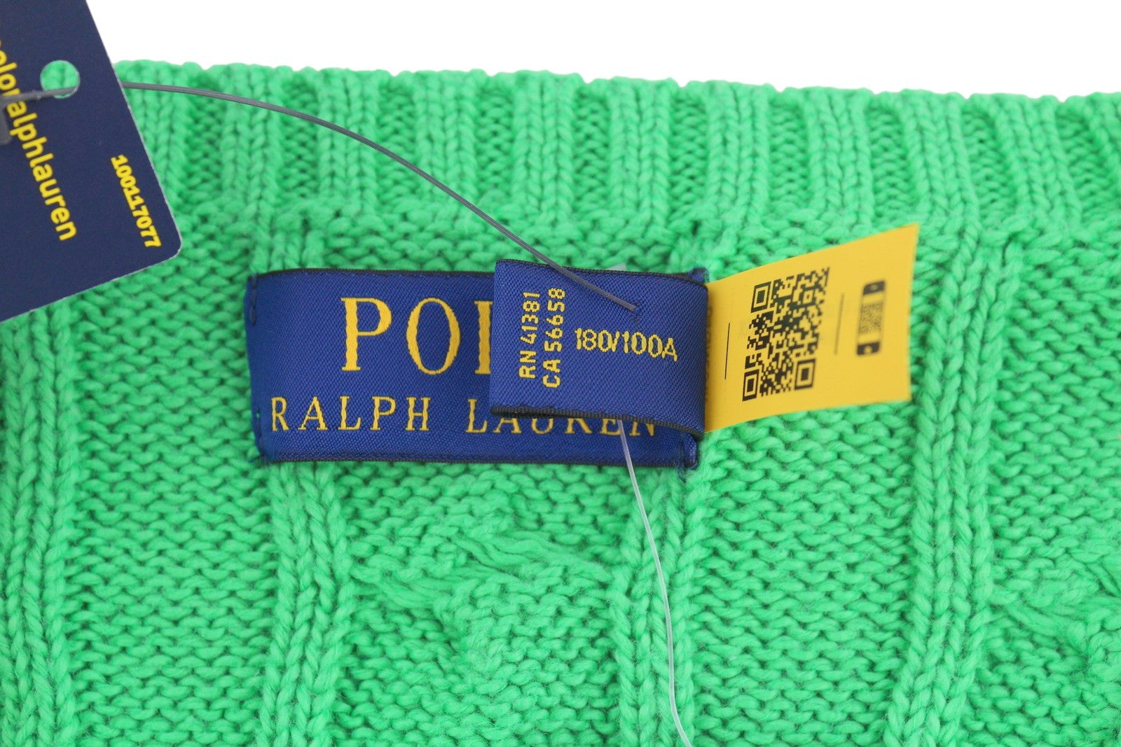 RALPH LAUREN Men's Jumper L Green Cable Knit Crew Neck RRP399