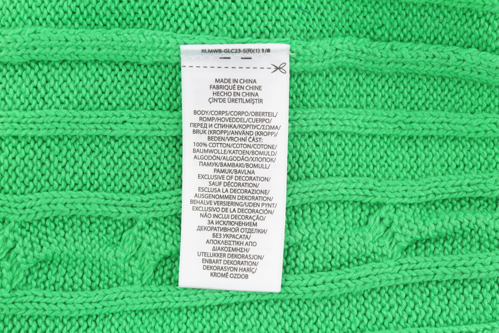 RALPH LAUREN Men's Jumper L Green Cable Knit Crew Neck RRP399